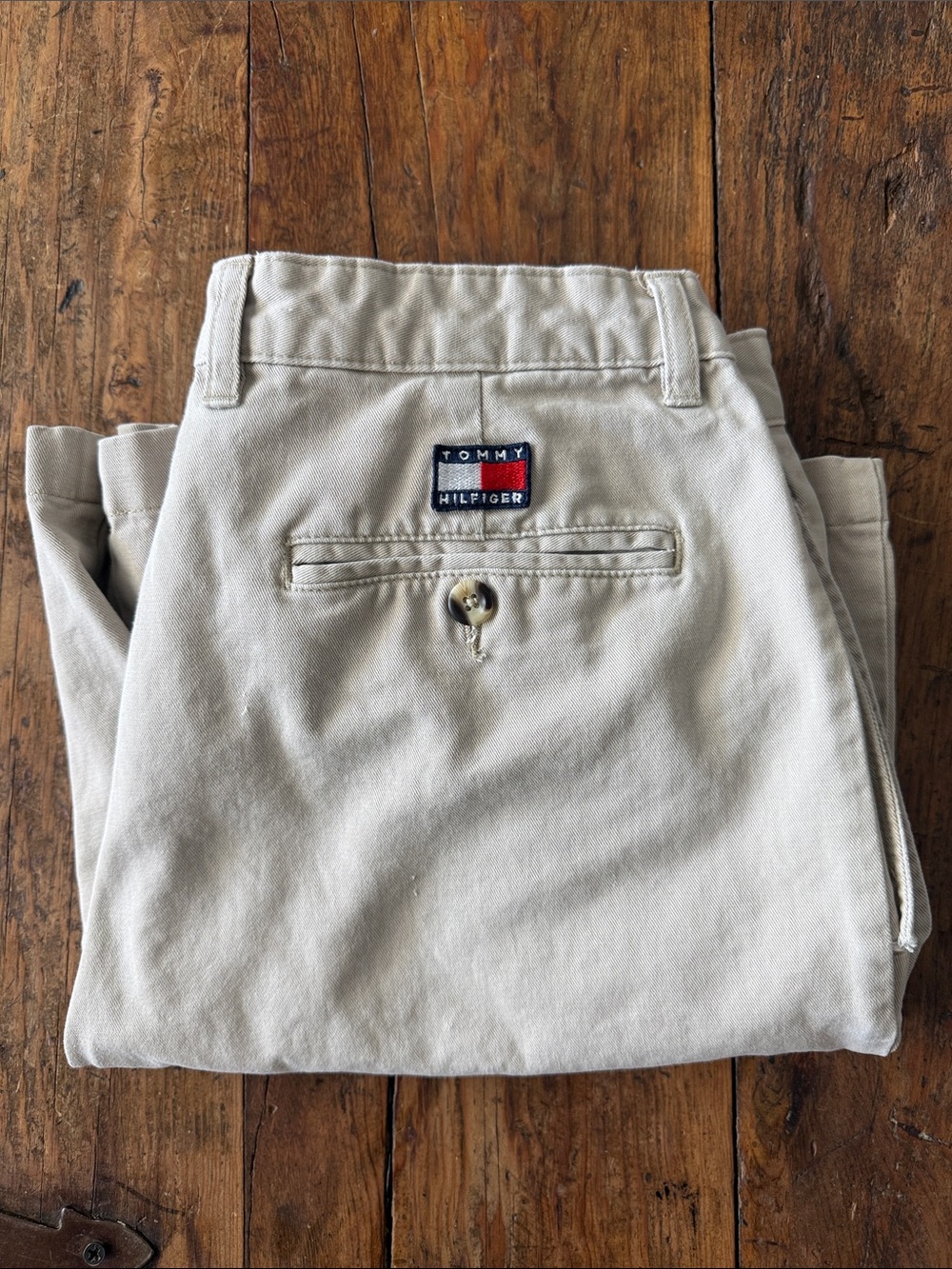 Tommy Hilfiger Khaki Pleated Front Vintage Chino Shorts 7" Inseam Size 33